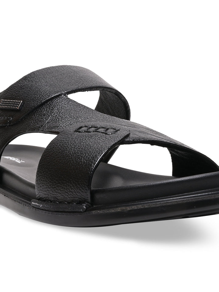 Regal Black Men Casual Drymill Leather Sandals