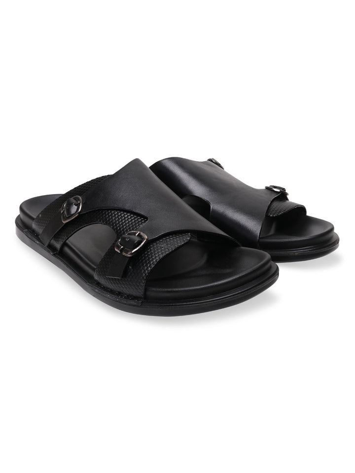 Regal Black Men Casual Leather Sandals