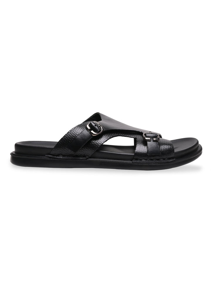 Regal Black Men Casual Leather Sandals