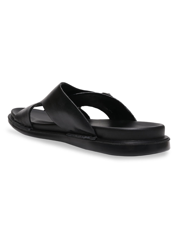 Regal Black Men Casual Leather Sandals