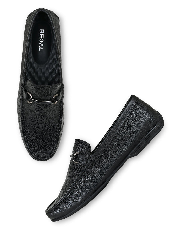 Regal Black Men Casual Buckled Loafers