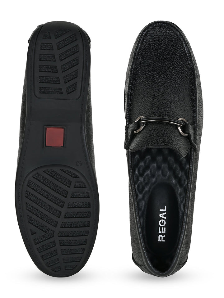 Regal Black Men Casual Buckled Loafers