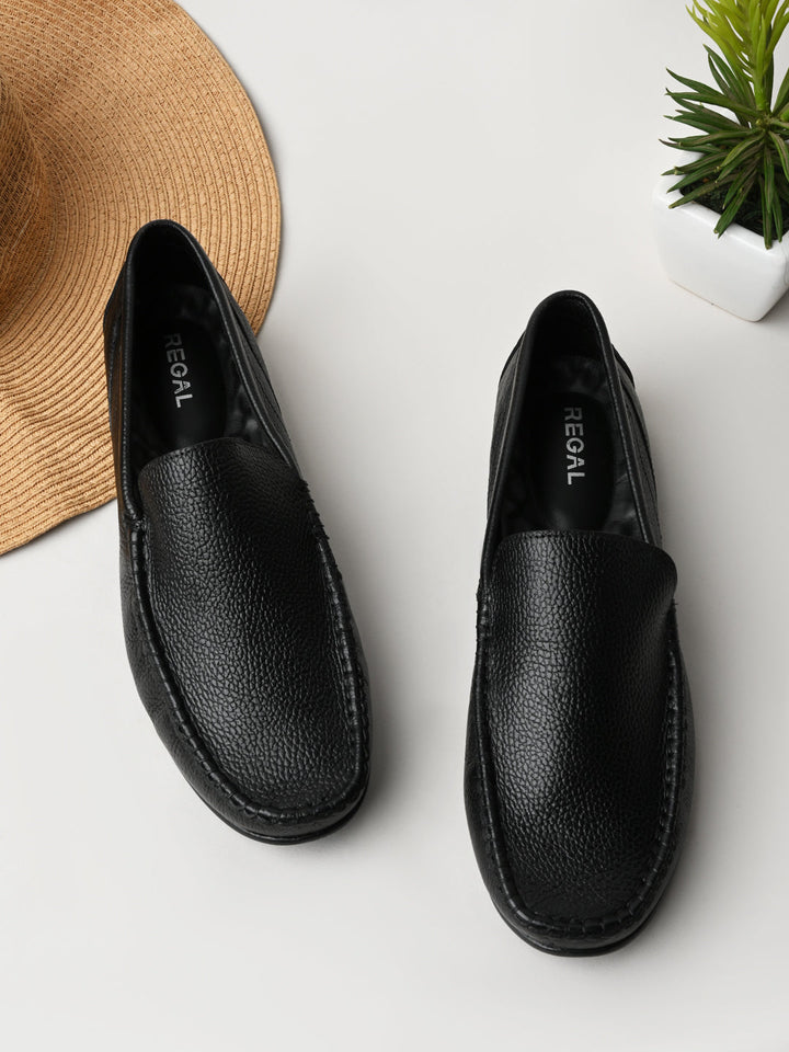 Regal Black Men Casual Leather Driving Loafers