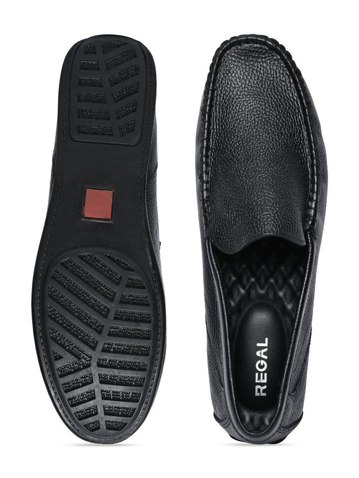 Regal Black Men Casual Leather Driving Loafers