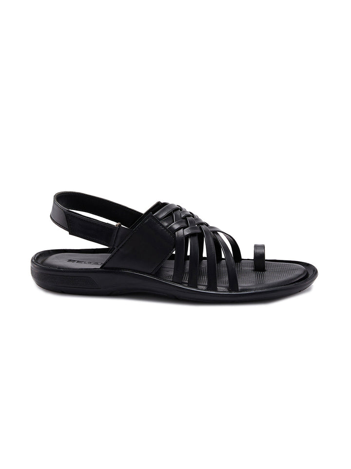 Regal Black Men One Toe Formal Strappy Sandal