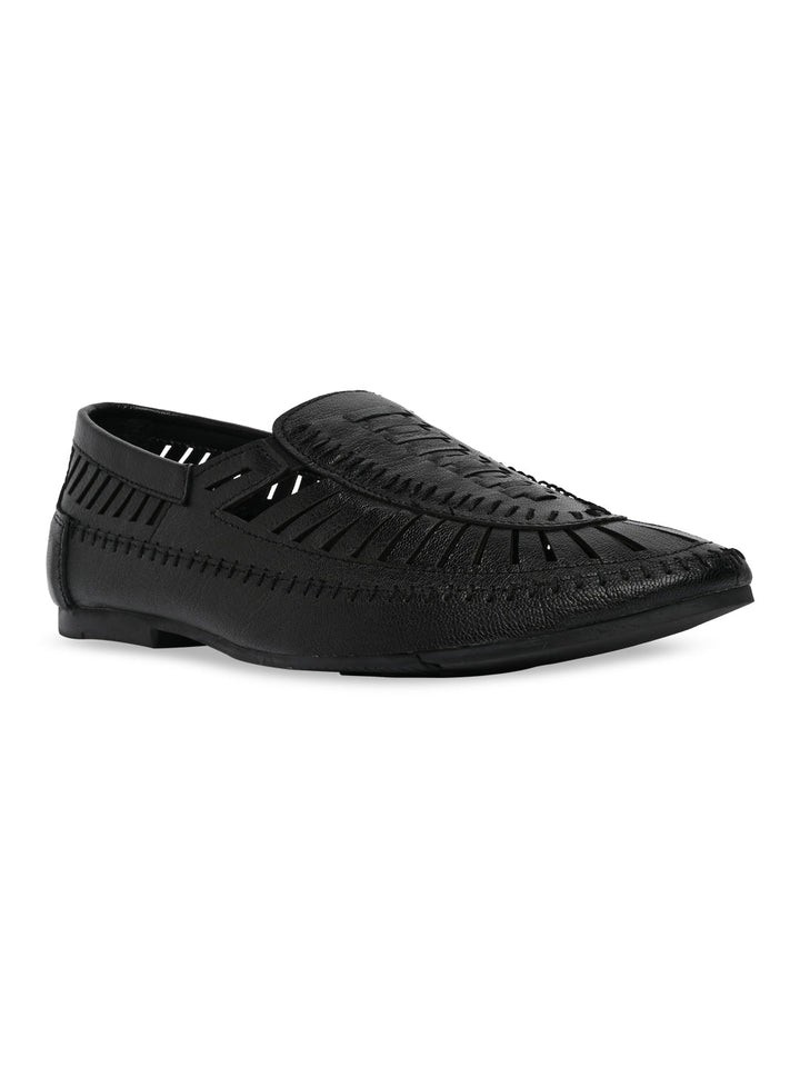 Regal Black Men Ethnic Mojari Sandals