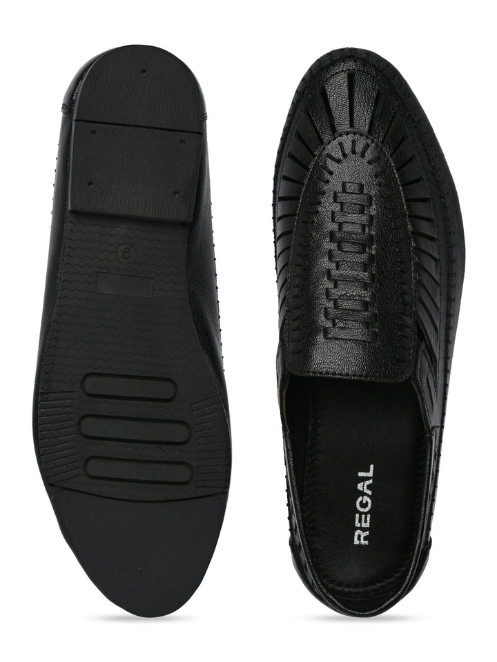 Regal Black Men Ethnic Mojari Sandals