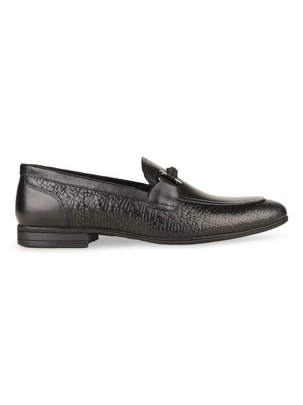 Imperio By Regal Black Men Textured Leather Formal Shoes