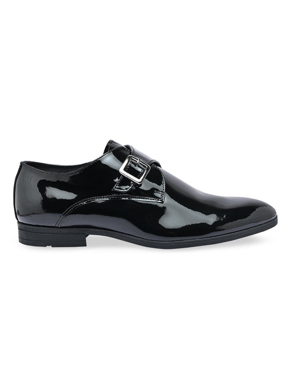 Imperio By Regal Black Men Patent Leather Monks