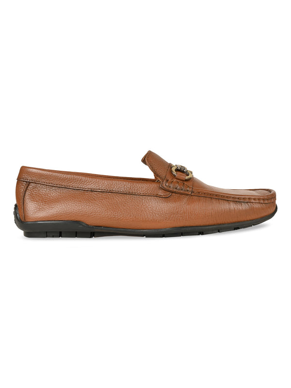 Imperio By Regal Tan Men Casual Leather Buckled Loafers