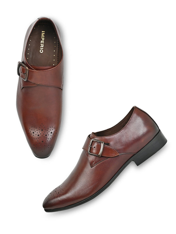 Imperio By Regal Tan Men Formal Leather Monk Strap Shoes