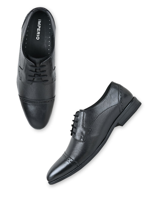 Imperio By Regal Black Men Leather Formal Oxford Lace Ups