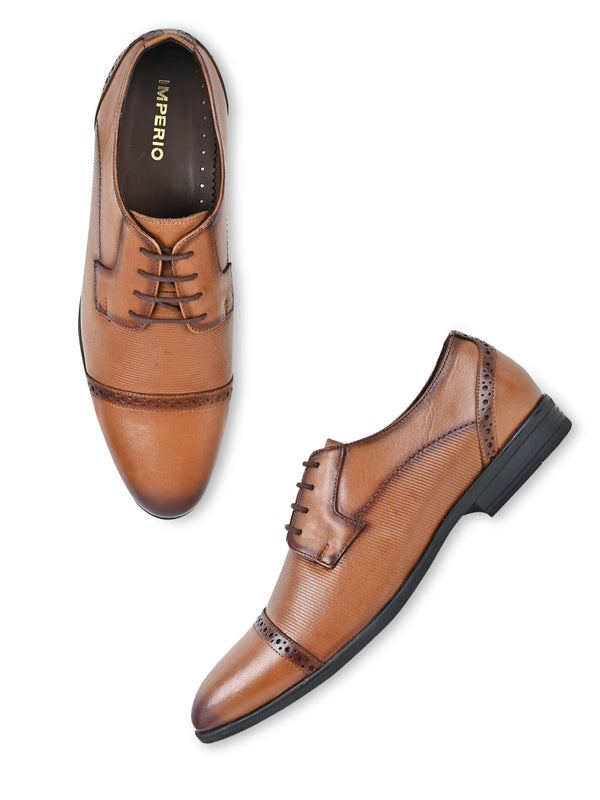 Imperio By Regal Tan Men Leather Formal Oxford Lace Ups