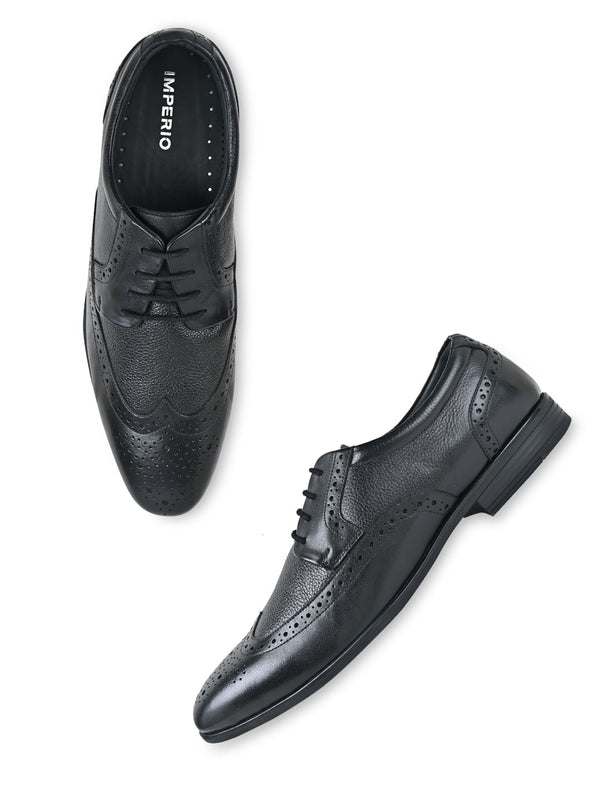 Imperio By Regal Black Men Leather Formal Brogues