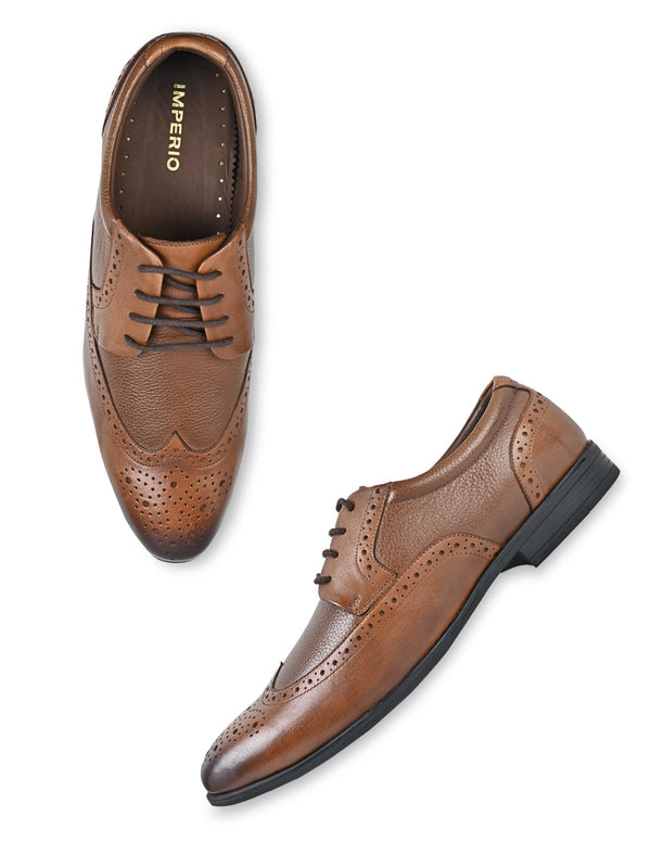 Imperio By Regal Tan Men Leather Formal Brogues