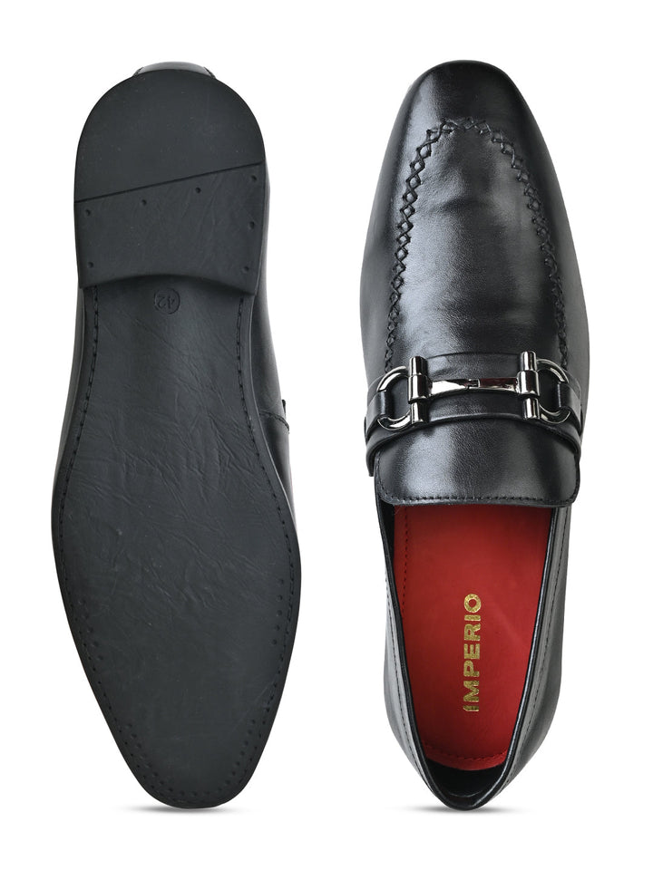 Imperio By Regal Black Men Formal Leather Buckled Slip Ons