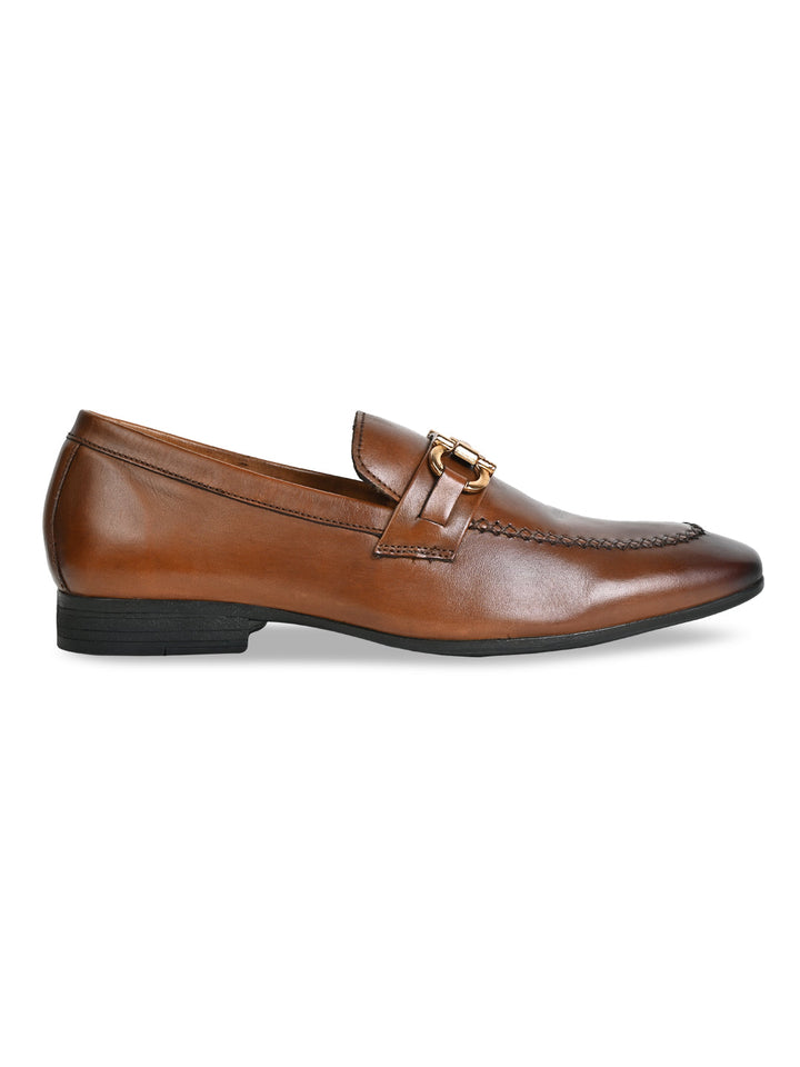 Imperio By Regal Tan Men Formal Leather Buckled Slip Ons