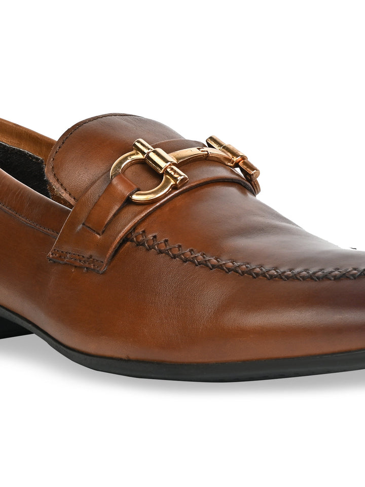 Imperio By Regal Tan Men Formal Leather Buckled Slip Ons