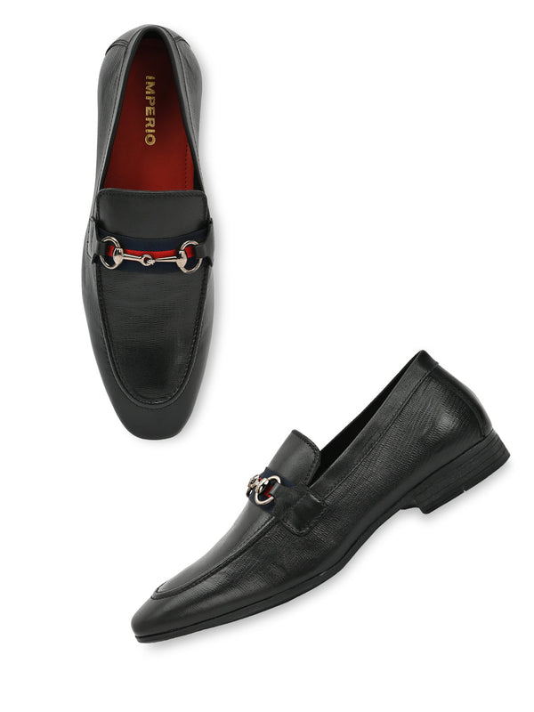 Imperio By Regal Black Men Formal Leather Buckled Slip Ons