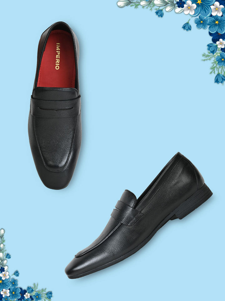 Imperio By Regal Black Men Formal Leather Saddle Slip Ons