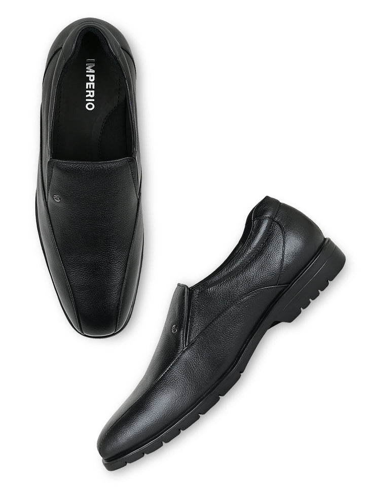 Imperio By Regal Black Men Classic Leather Slip Ons