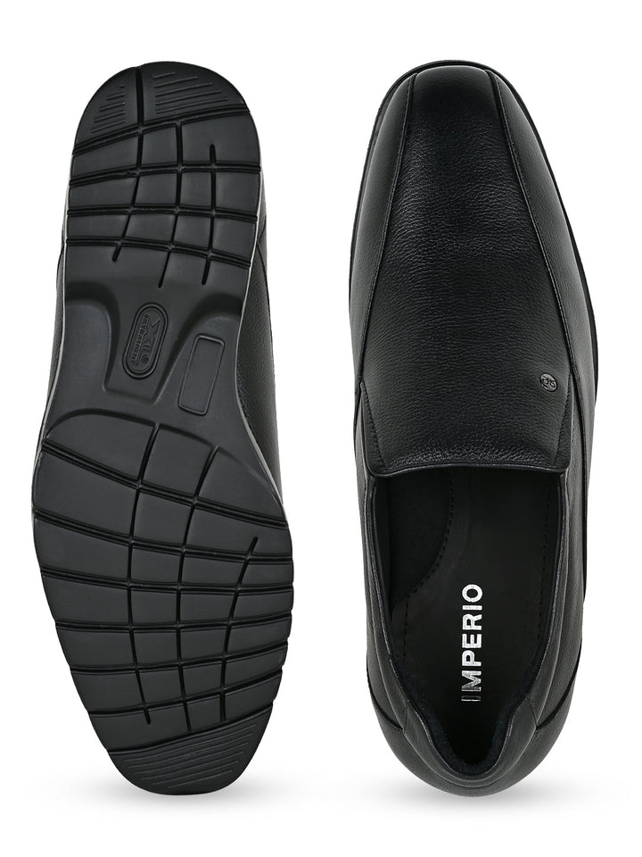 Imperio By Regal Black Men Classic Leather Slip Ons