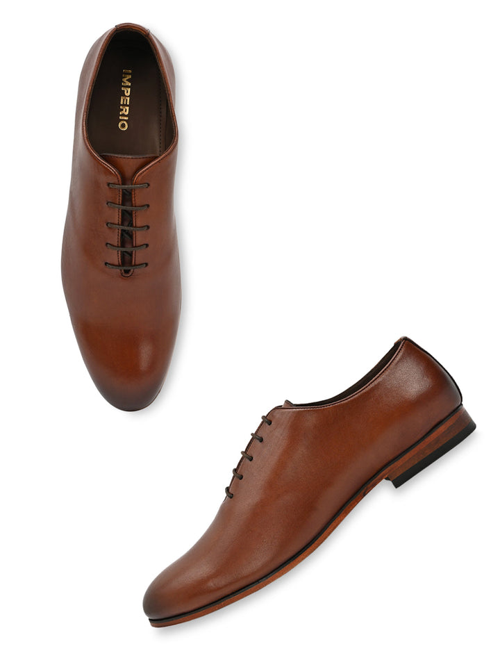 Imperio By Regal Tan Men Formal Leather Lace Ups