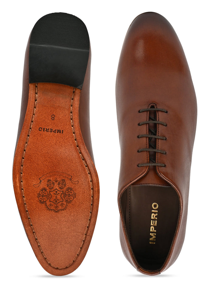 Imperio By Regal Tan Men Formal Leather Lace Ups