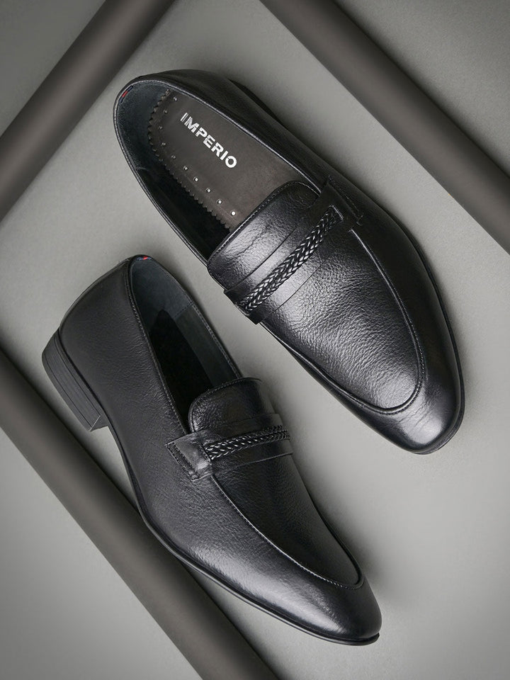 Imperio By Regal Black Men Formal Leather Buckled Slip Ons