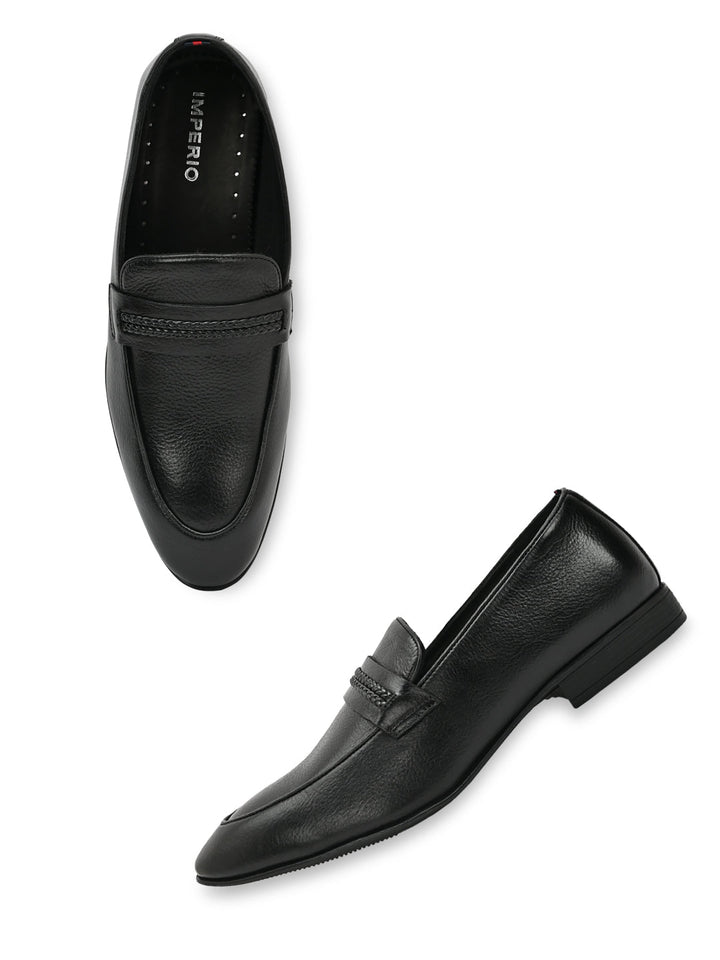 Imperio By Regal Black Men Formal Leather Buckled Slip Ons