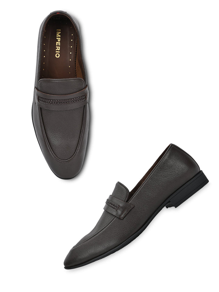 Imperio By Regal Brown Men Formal Leather Buckled Slip Ons
