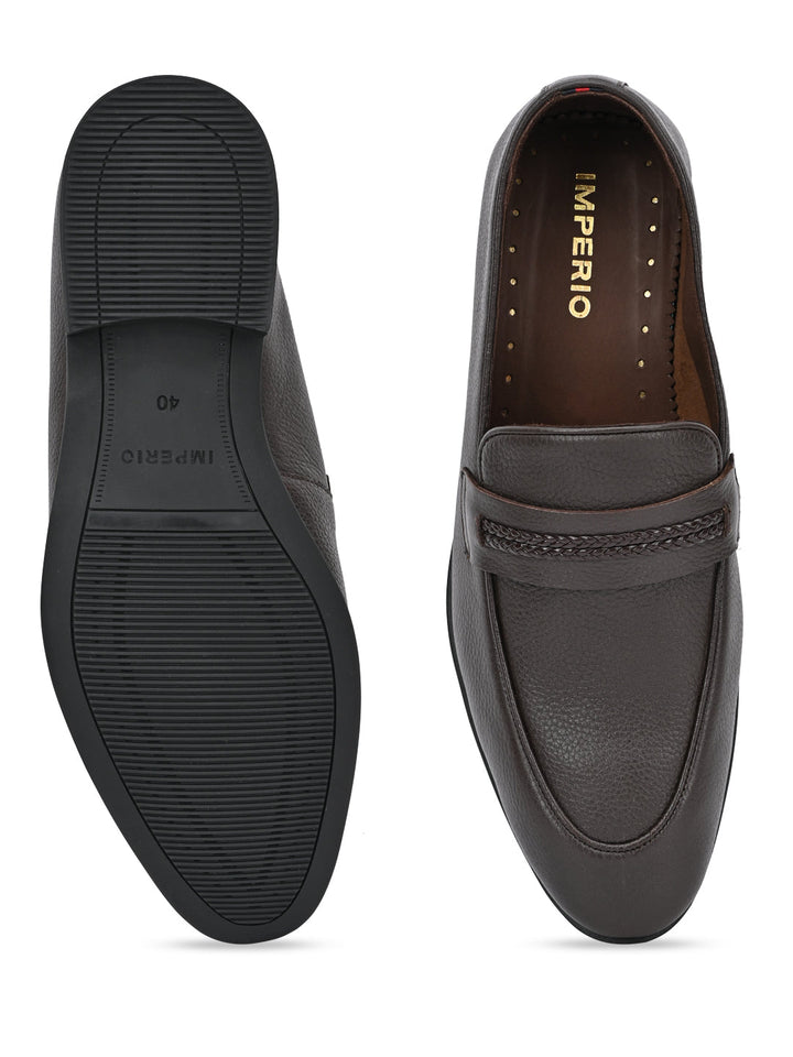 Imperio By Regal Brown Men Formal Leather Buckled Slip Ons