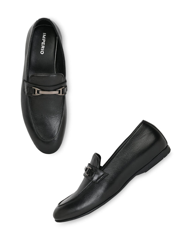 Imperio By Regal Black Men Formal Leather Slip Ons