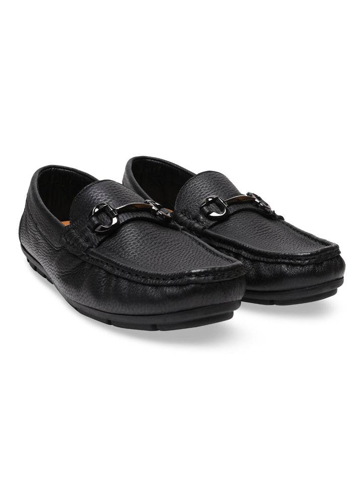 Imperio By Regal Black Men Leather Buckled Driving Loafers