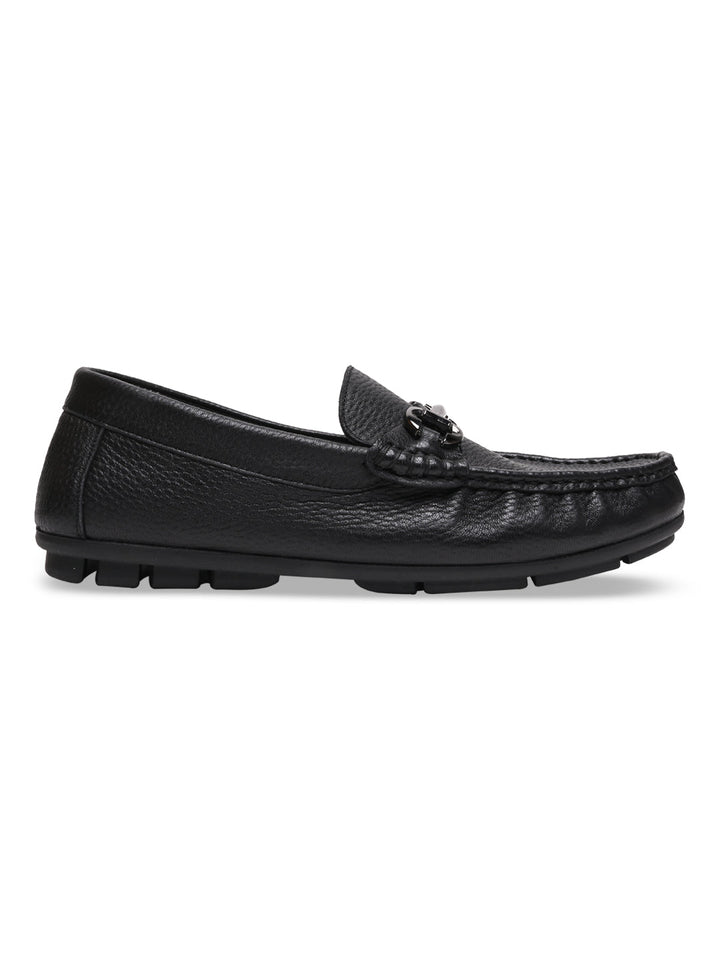 Imperio By Regal Black Men Leather Buckled Driving Loafers