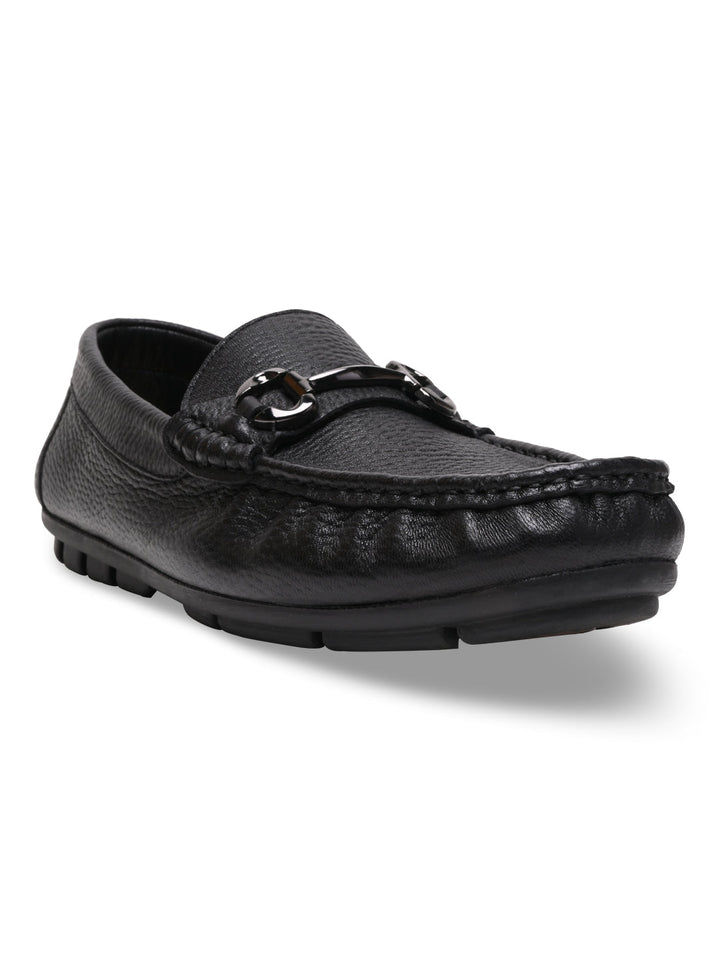 Imperio By Regal Black Men Leather Buckled Driving Loafers