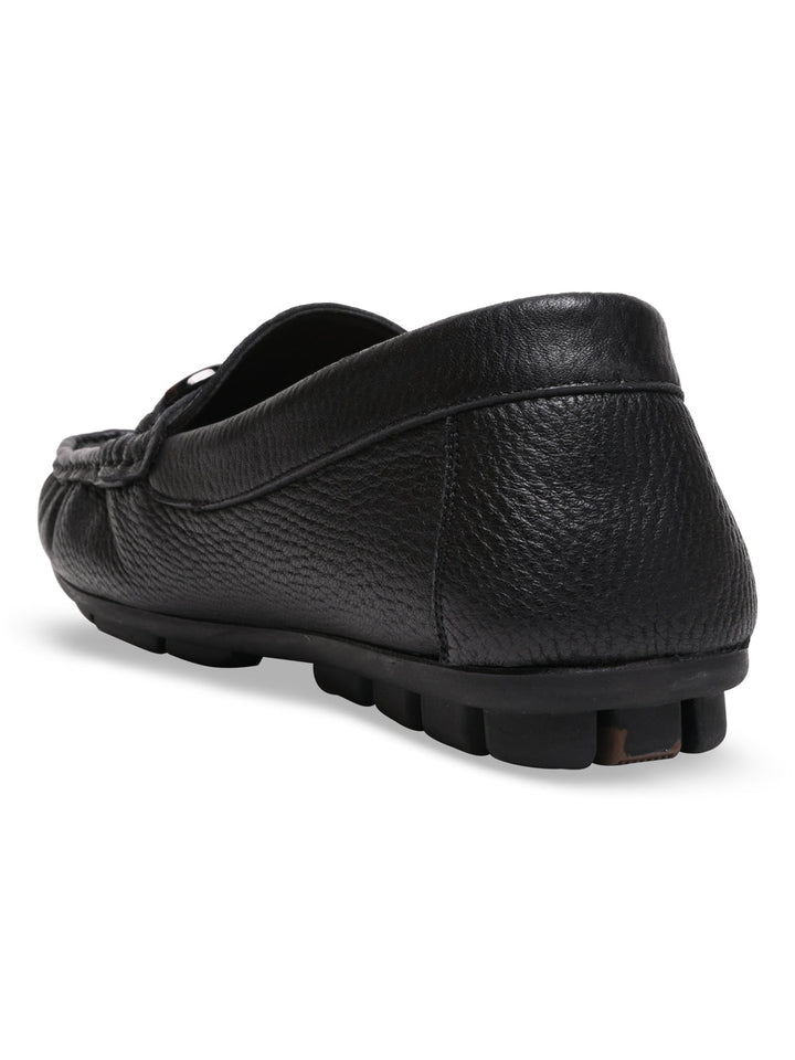 Imperio By Regal Black Men Leather Buckled Driving Loafers