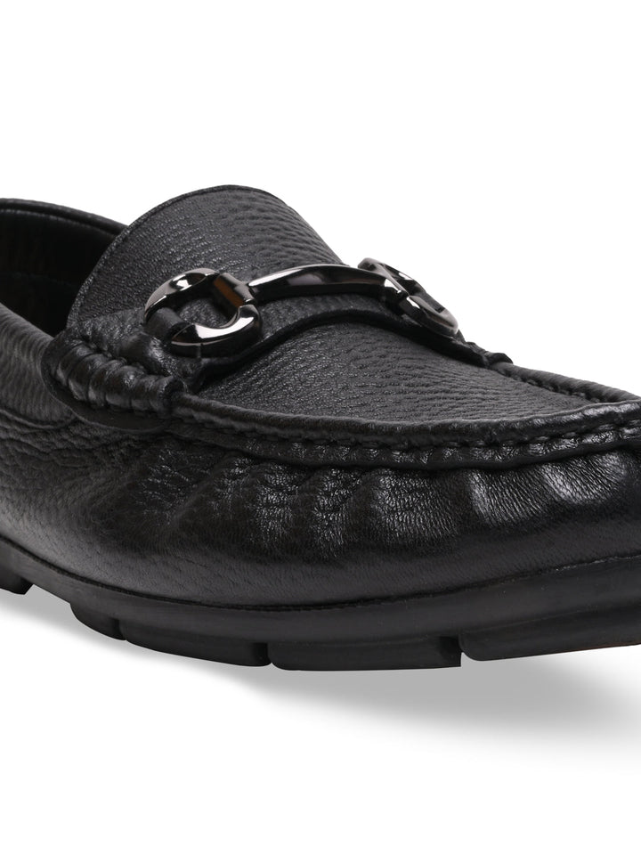 Imperio By Regal Black Men Leather Buckled Driving Loafers