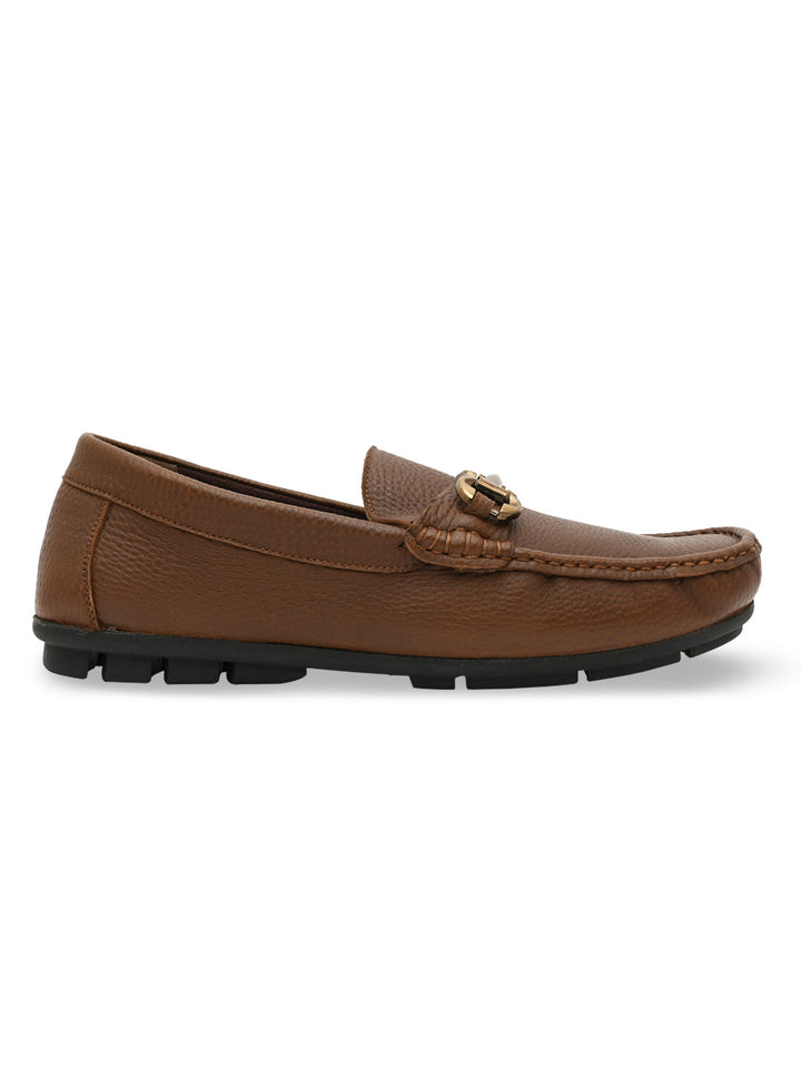 Imperio By Regal Tan Men Leather Buckled Driving Loafers