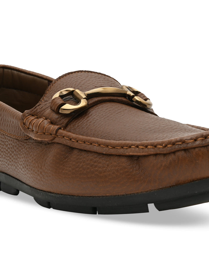 Imperio By Regal Tan Men Leather Buckled Driving Loafers