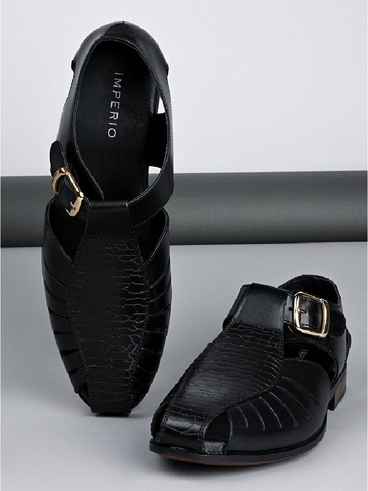Imperio By Regal Black Men Ethnic Pathani Sandals