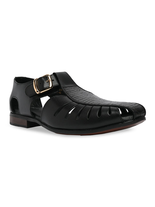 Imperio By Regal Black Men Ethnic Pathani Sandals