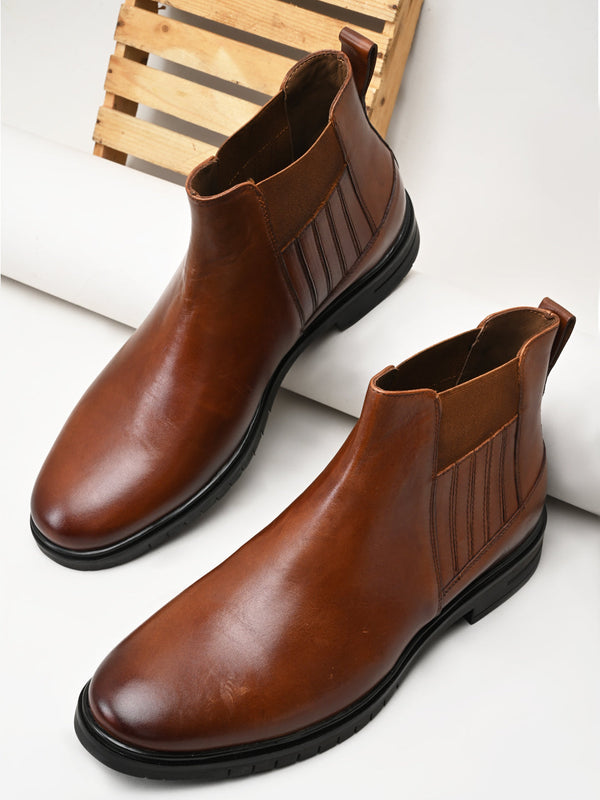Imperio By Regal Tan Mens Chelsea Leather Boots