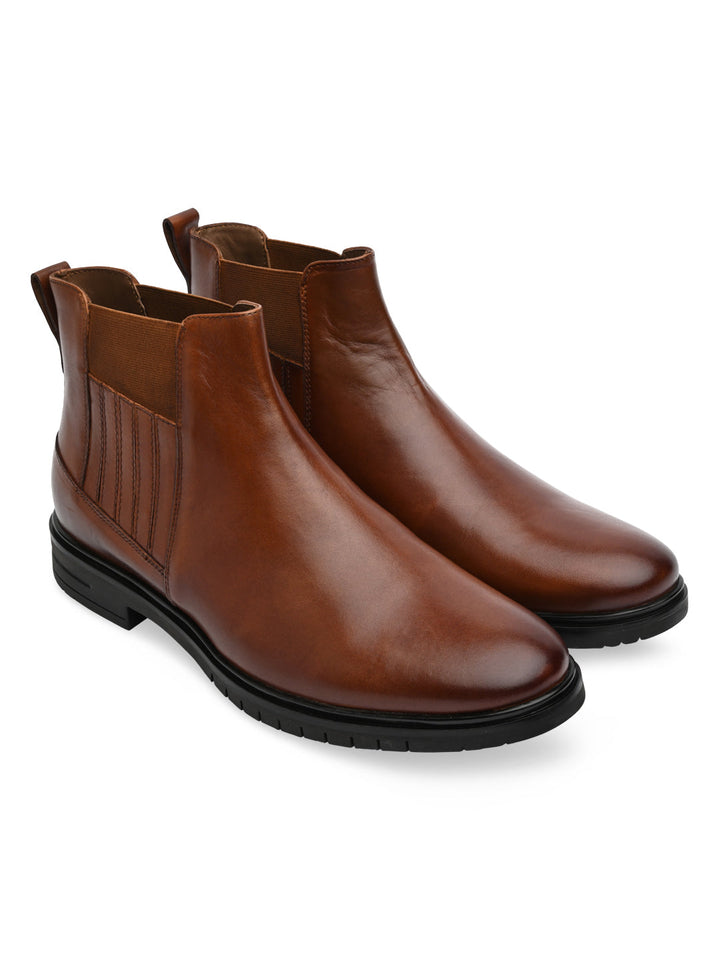 Imperio By Regal Tan Mens Chelsea Leather Boots
