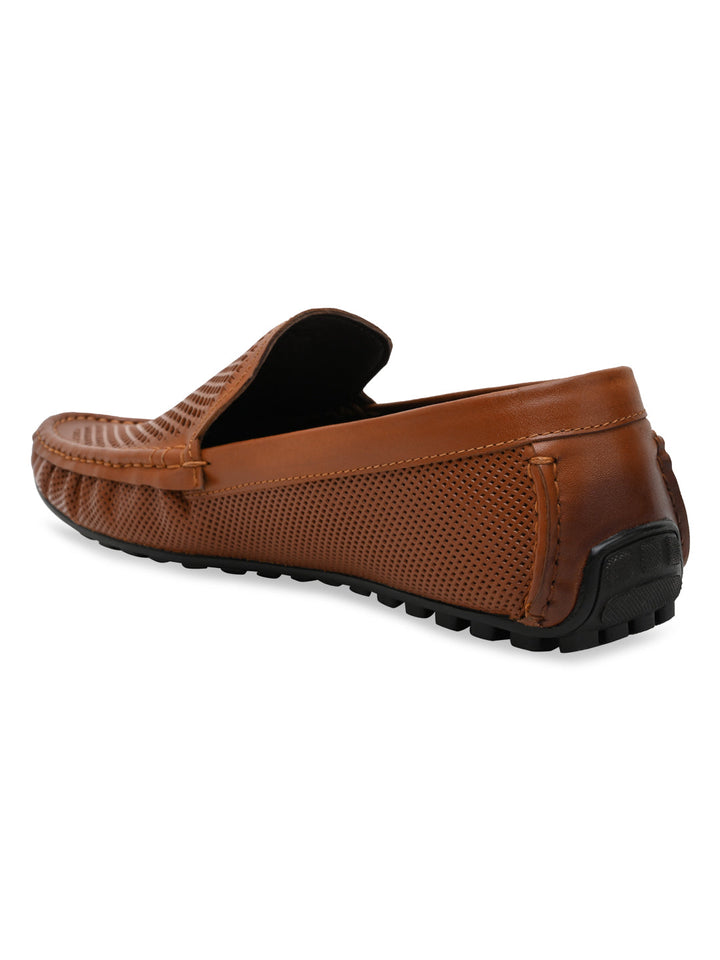Imperio By Regal Tan Mens Casual Leather Laser Cut Loafers