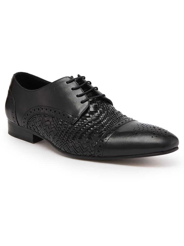 Imperio By Regal Black Mens Formal Woven Leather Oxford Lace Ups