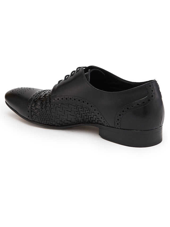 Imperio By Regal Black Mens Formal Woven Leather Oxford Lace Ups