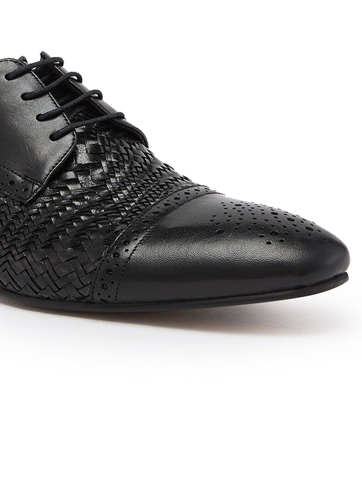 Imperio By Regal Black Mens Formal Woven Leather Oxford Lace Ups