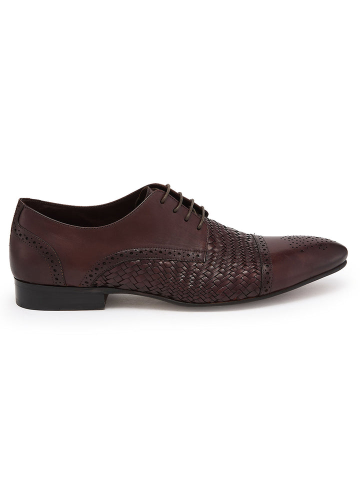 Imperio By Regal Brown Mens Formal Woven Leather Oxford Lace Ups