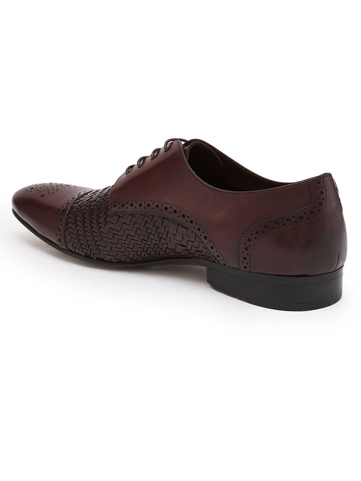 Imperio By Regal Brown Mens Formal Woven Leather Oxford Lace Ups